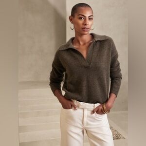 Banana Republic Luna 100% Cashmere Sweater Polo